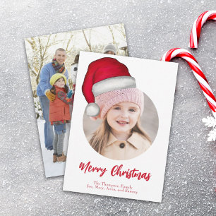 Christmas Cute Santa Elf Funny Whimsical 2 Photo Holiday Card