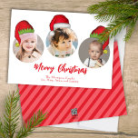 Christmas Cute Santa Elf Funny Whimsical 3 Photo Holiday Card<br><div class="desc">Jolly Santa Claus and whimsical and cute Jolly Elf from the North Pole. This Whimsical and Fun Multi photo Christmas photo card template has a 3 photo layout. Having fun adding your photos to this layout is easy with this funny and cute design with cute hats. Wish you and yours...</div>