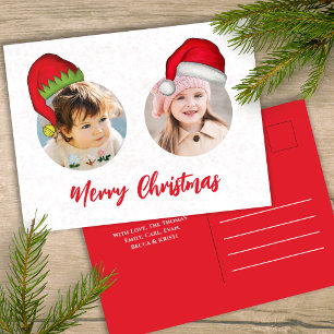 Christmas Cute Santa Elf Funny Whimsical 3 Photo Holiday Postcard