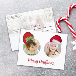 Christmas Cute Santa Elf Funny Whimsical 3 Photo Holiday Postcard