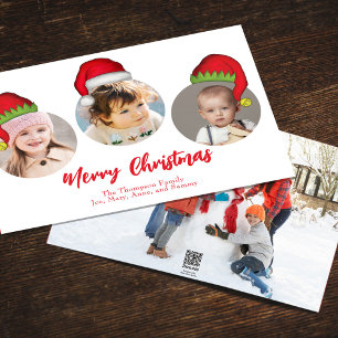 Christmas Cute Santa Elf Funny Whimsical 4 Photo Holiday Card