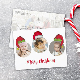 Christmas Cute Santa Elf Funny Whimsical 4 Photo Holiday Postcard