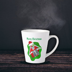 Christmas Cute Skeleton Ornament Eyes in Splatter  Latte Mug