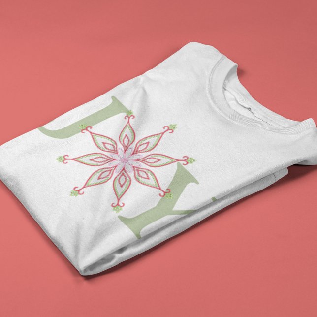Christmas Cute Snowflake Joy  T-Shirt (Simple Joy snowflake holiday mens t shirt.)