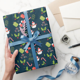 Christmas Cute Snowman Holiday Pattern Wrapping Paper