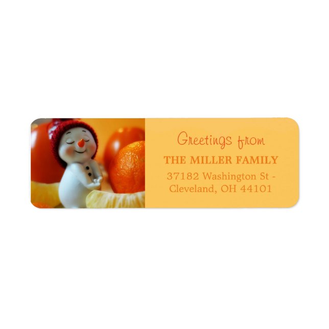 Christmas Cute Snowman Return Address Label (Front)