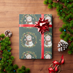 Christmas Cute Snowman Winter Season Holiday Wrapping Paper