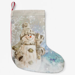 Christmas Cute Snowman with Snowflakes Small Christmas Stocking