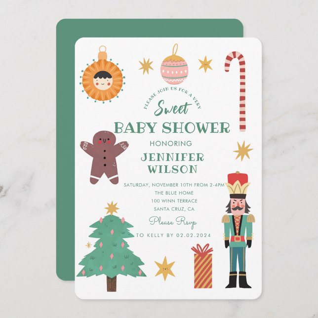 Christmas Cute Sweet Baby Baby Shower  Invitation (Creator Uploaded)