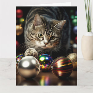 CHRISTMAS CUTE TABBY CAT Greeting Card