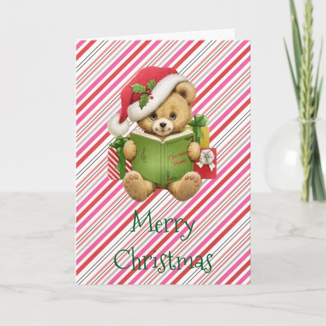 Christmas Cute Teddy Bear Holiday Card (Front)