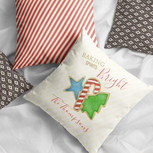 Christmas Cute Whimsical Holiday Cookie Cutouts Cushion