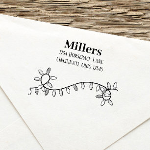 Christmas Cute Whimsical Holiday String Lights Self-inking Stamp