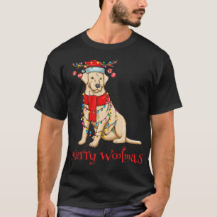 Christmas Cute Yellow Lab Dog Holiday Lights Merry T-Shirt
