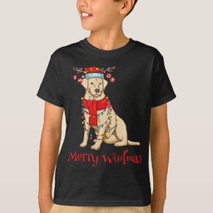 Christmas Cute Yellow Lab Dog Holiday Lights Merry T-Shirt