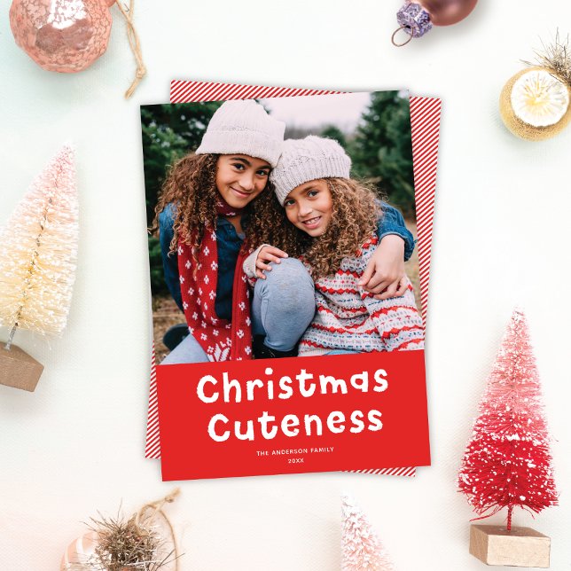 Christmas Cuteness Cute Funny Red Holiday Photo Card (Creator Uploaded)