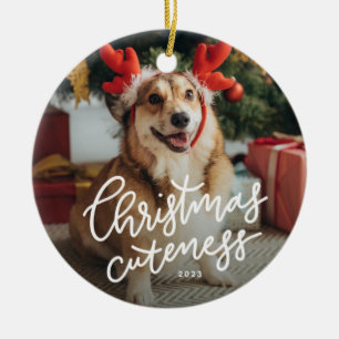Christmas cuteness cute pet green holiday ceramic ornament