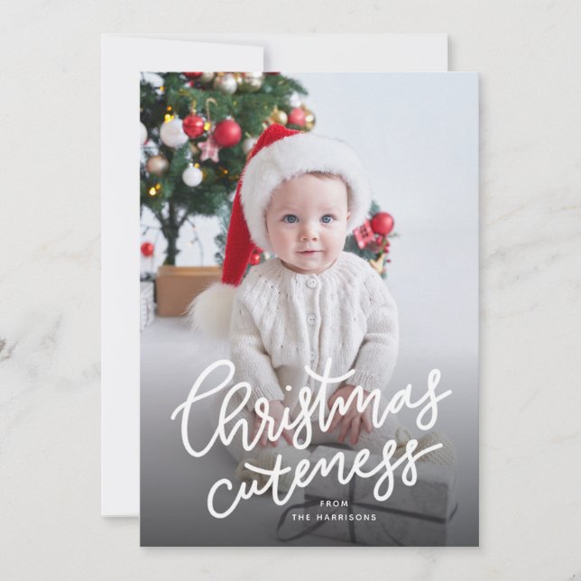 Christmas cuteness holiday birth announcement (Front)
