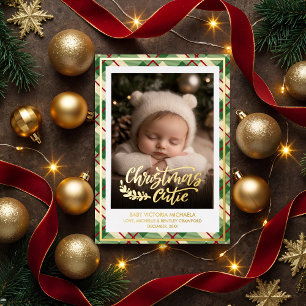 Christmas Cutie   Baby Photo Plaid Holiday