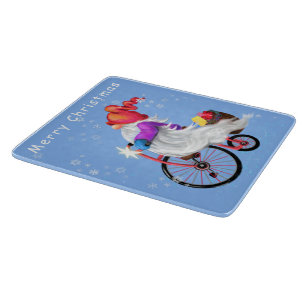 Christmas Cutting Board Gnome with Bike and Gifts