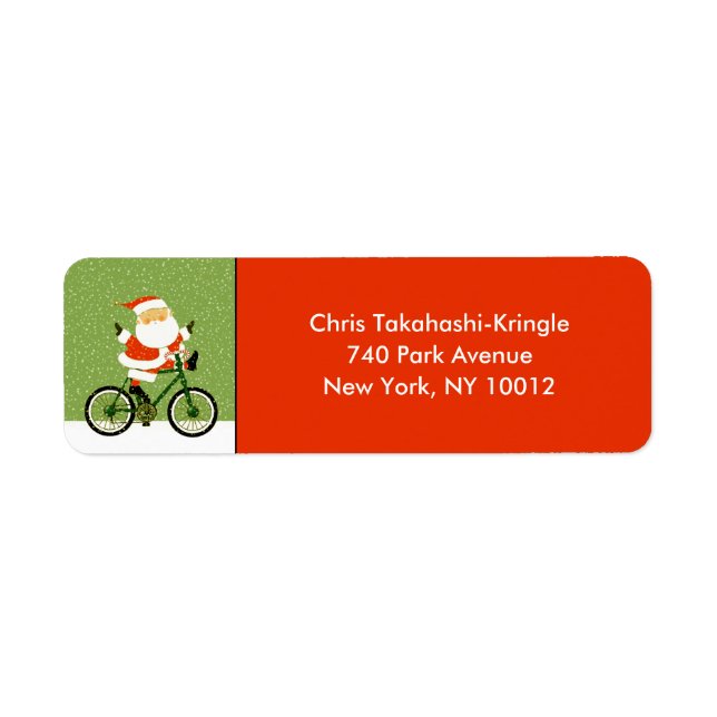 Christmas Cycling Holiday Biking Label Return Address Label (Front)