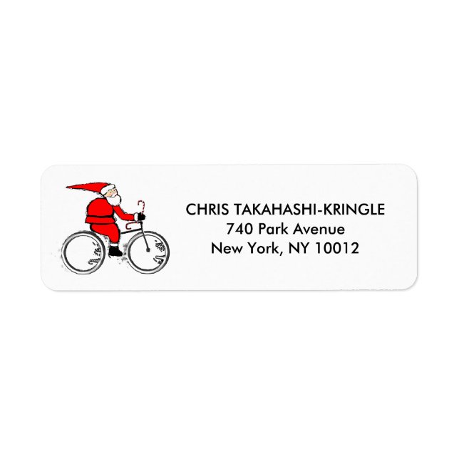 Christmas Cycling Return Address Label (Front)