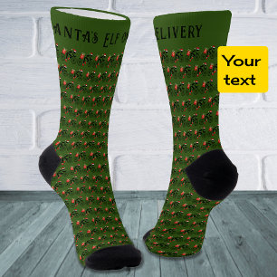 Christmas cyclist funny text pattern green socks