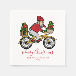 Christmas Cyclist Napkin