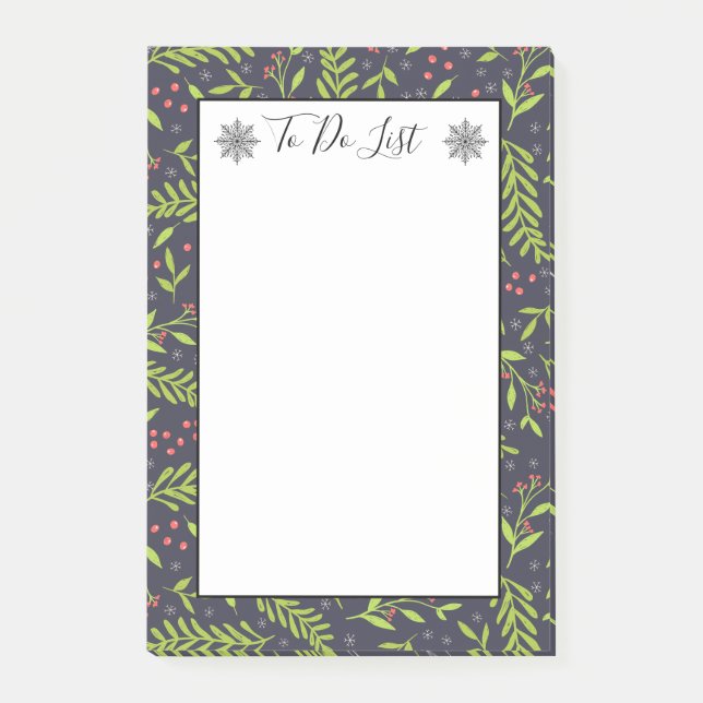 Christmas Cypress Snowflakes Berries To Do List Post-it Notes (Front)