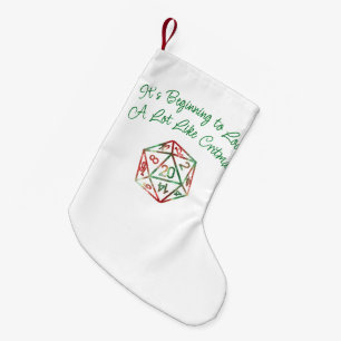 Christmas D20 Pattern   Red and Green Holiday Dice Small Christmas Stocking
