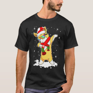 Christmas Dabbing Corgi Santa Hat For Boys Men Dog T-Shirt
