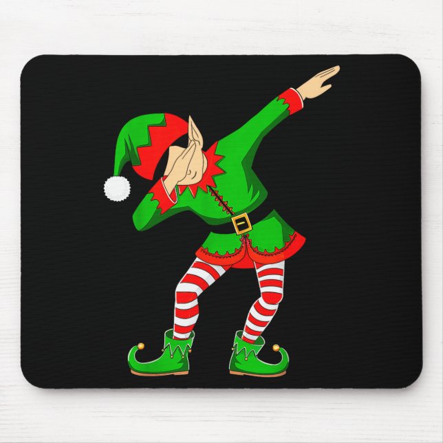 Christmas Dabbing Elf Santa Hat Boys Girls Kids Xm Mouse Pad (Front)