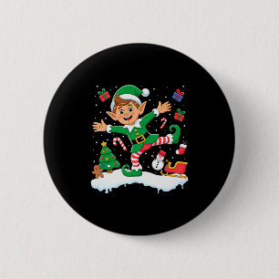 Christmas Dabbing Elf Tree Lights Boys Kids Dab Xm 6 Cm Round Badge