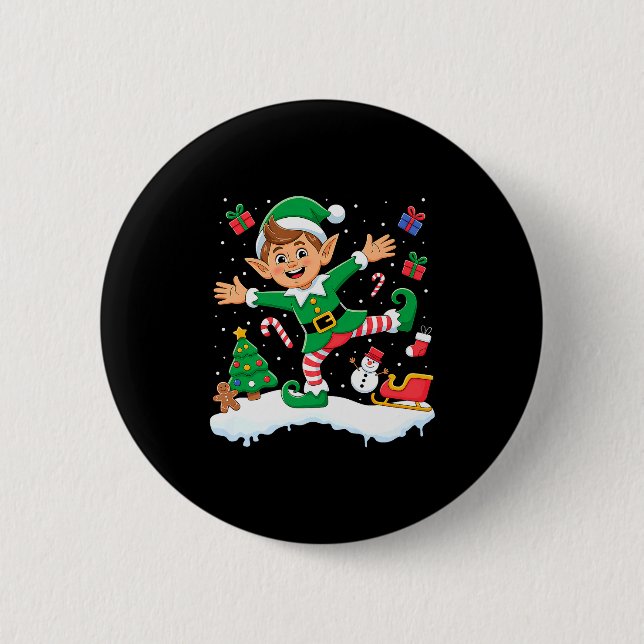 Christmas Dabbing Elf Tree Lights Boys Kids Dab Xm 6 Cm Round Badge (Front)