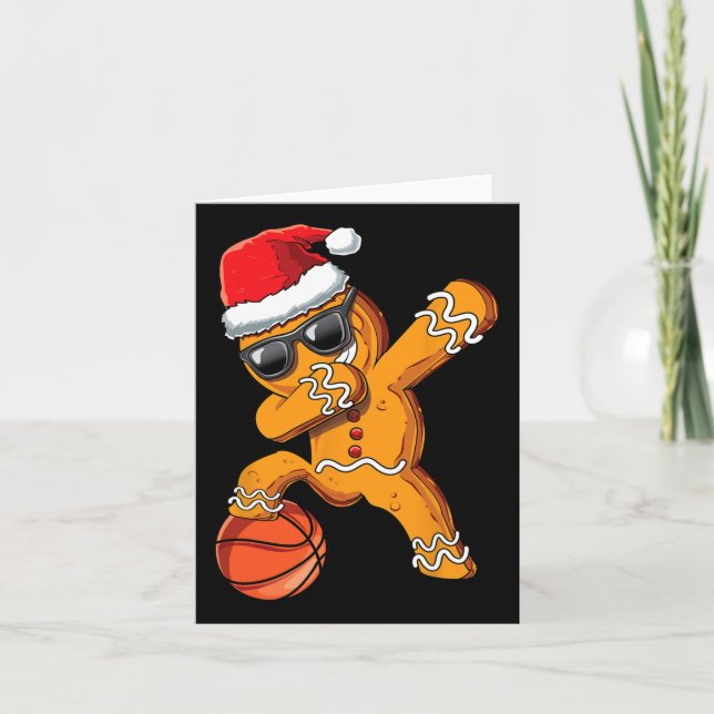 Christmas Dabbing Gingerbread Man Dab Cool Bysketb Card (Front)