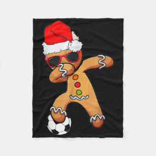 Christmas Dabbing Gingerbread Soccer Funny Xmas Me Fleece Blanket