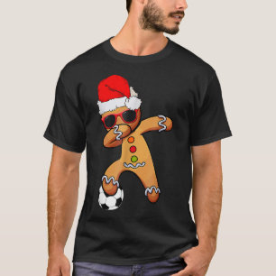 Christmas Dabbing Gingerbread Soccer Funny Xmas Me T-Shirt