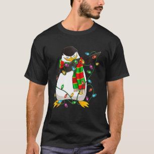 Christmas Dabbing Penguin Lights Santa Hat Girls B T-Shirt