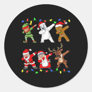 Christmas Dabbing Santa And Friends Quarantine Boy Classic Round Sticker