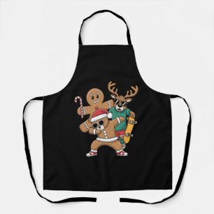 Christmas Dabbing Santa Bear Skate Reindeer Xmas  Apron