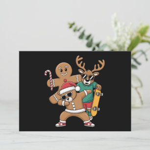 Christmas Dabbing Santa Bear Skate Reindeer Xmas Holiday Card