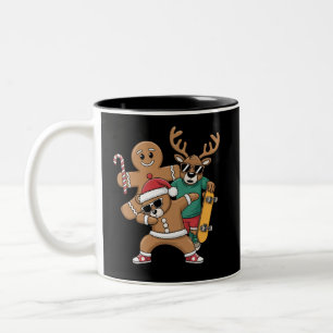 Christmas Dabbing Santa Bear Skate Reindeer Xmas  Two-Tone Coffee Mug