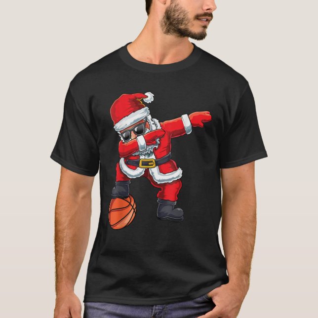 Christmas Dabbing Santa Claus Basketball Player Xm T-Shirt (Front)