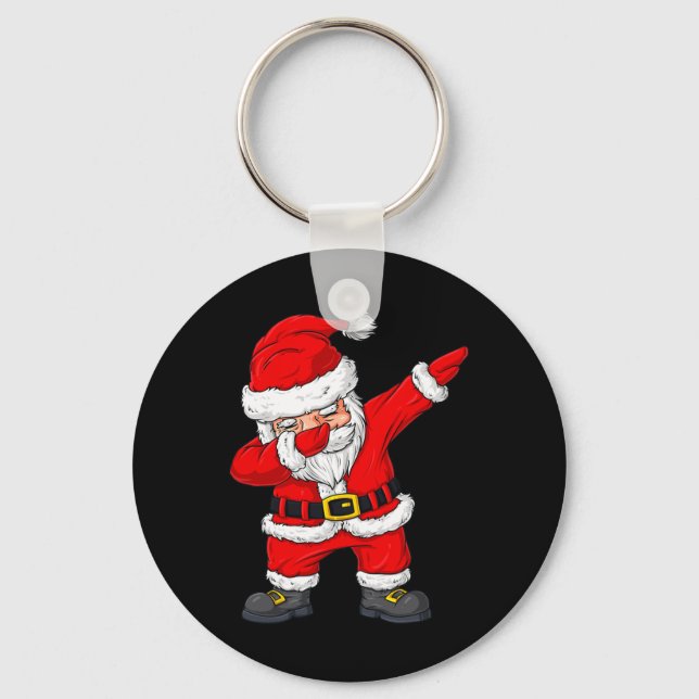 Christmas Dabbing Santa Claus Boys Girls Kids Xmas Key Ring (Front)