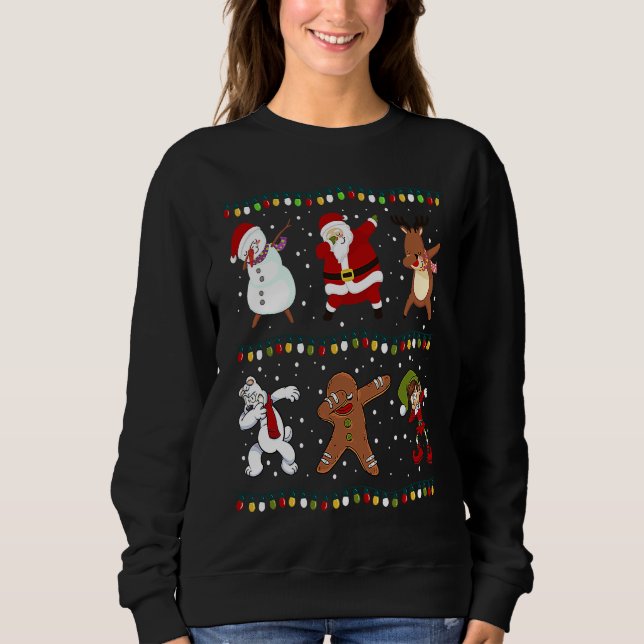 Christmas  Dabbing Santa Claus Dabbing Snowman  XM Sweatshirt (Front)