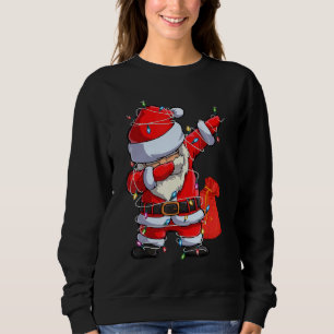 Christmas Dabbing Santa Claus Xmas Lights  Boys Ki Sweatshirt