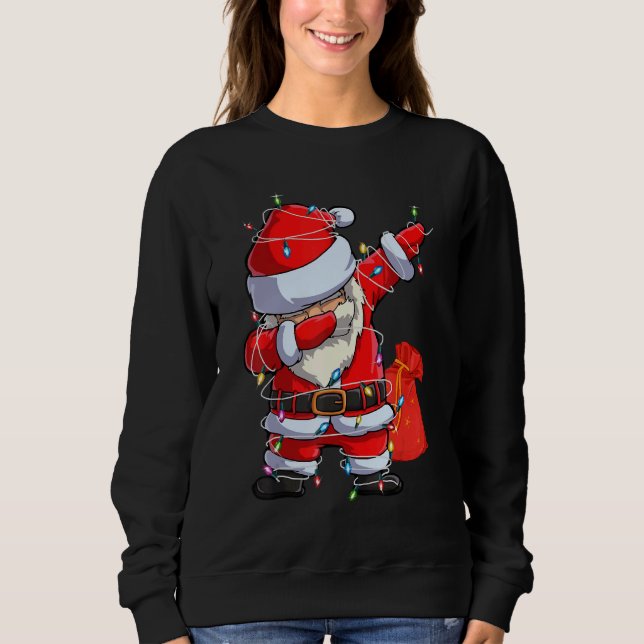 Christmas Dabbing Santa Claus Xmas Lights  Boys Ki Sweatshirt (Front)