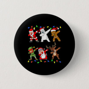 Christmas Dabbing Santa Elf And Friends Boys Kids 6 Cm Round Badge