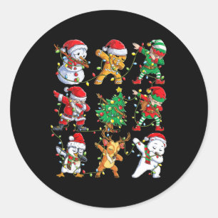 Christmas Dabbing Santa Elf Friends Boys Girls Men Classic Round Sticker