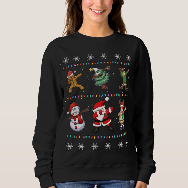 Christmas Dabbing Santa Elves Xmas Sweatshirt (Front)